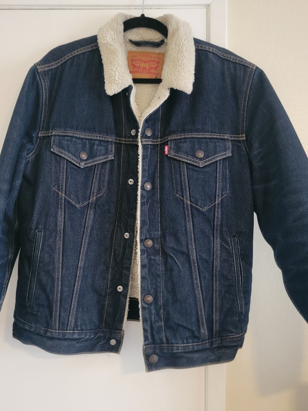Levi's Men’s Navy Denim Sherpa-Lined Jacket